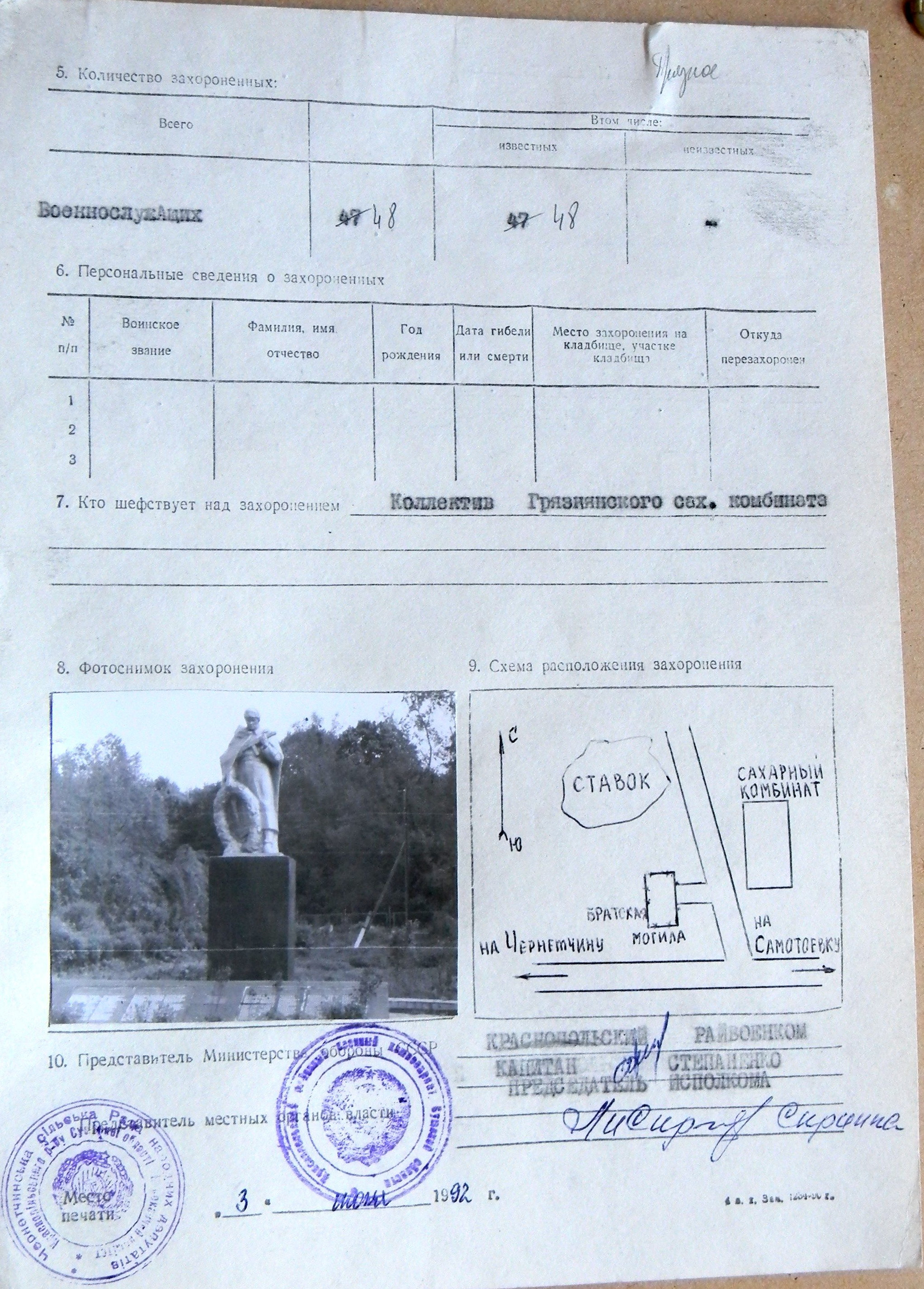 Братская могила в с. Грязное 