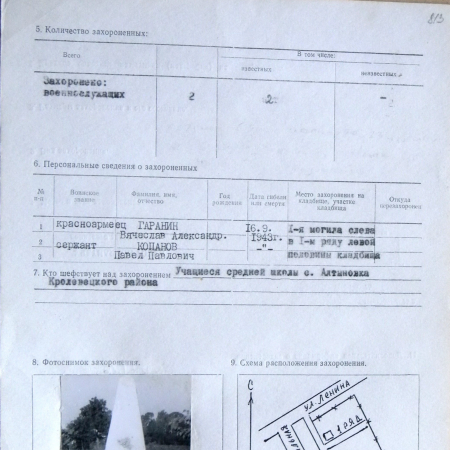 Братская могила на кладбище № 1 в с. Алтыновка