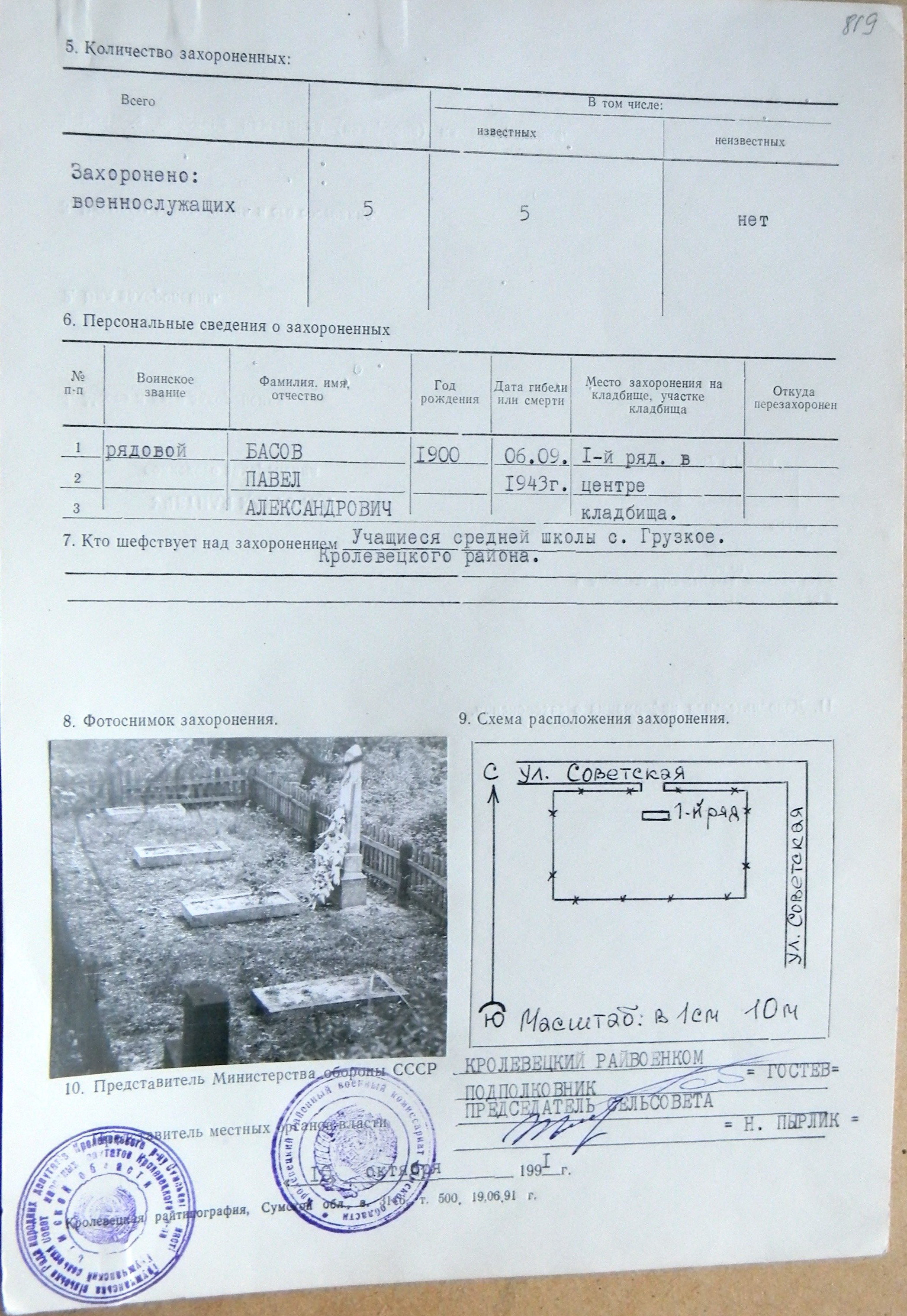 Братская могила в с. Грузкое 