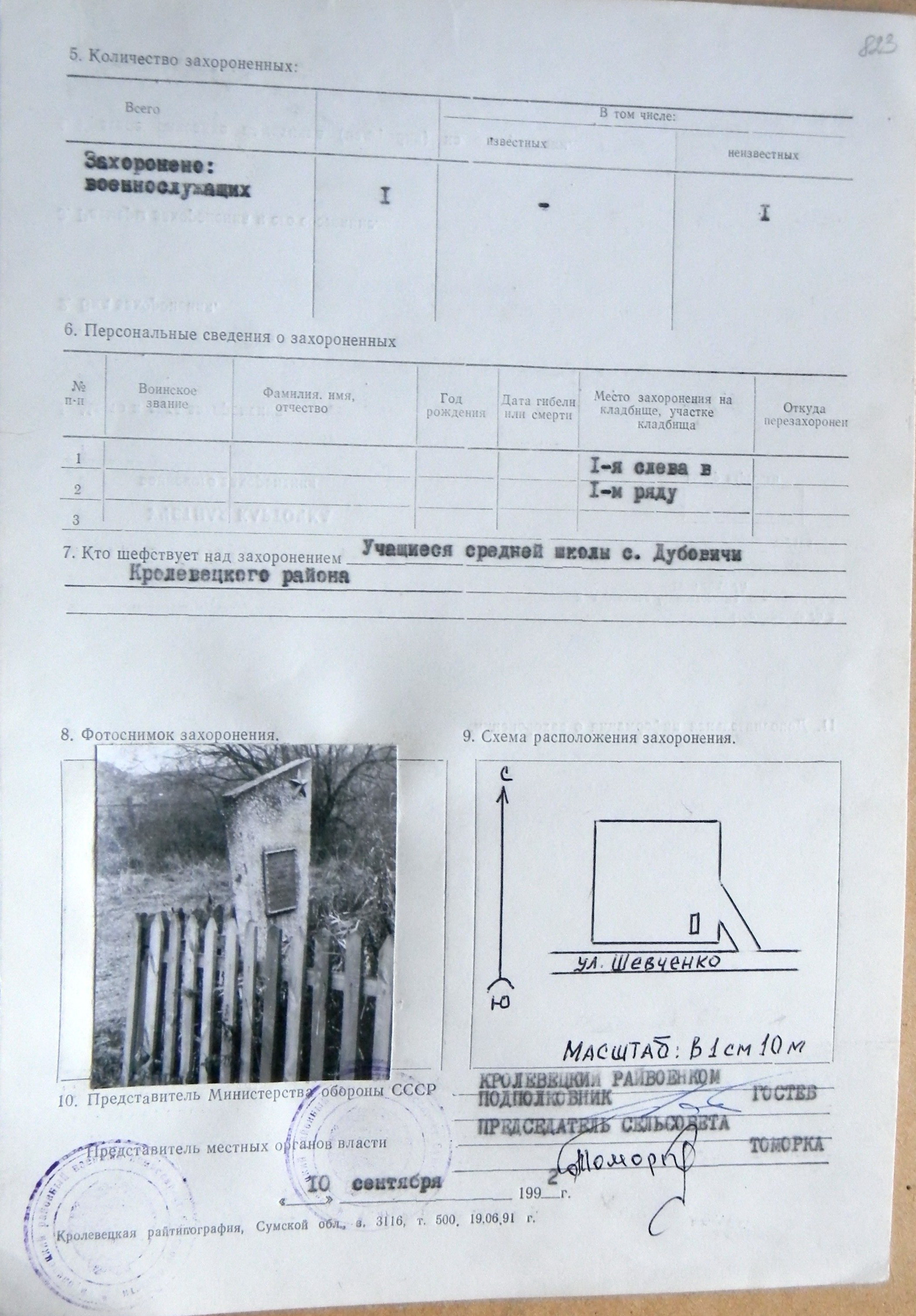 Могила неизвестного солдата в с. Дубовичи