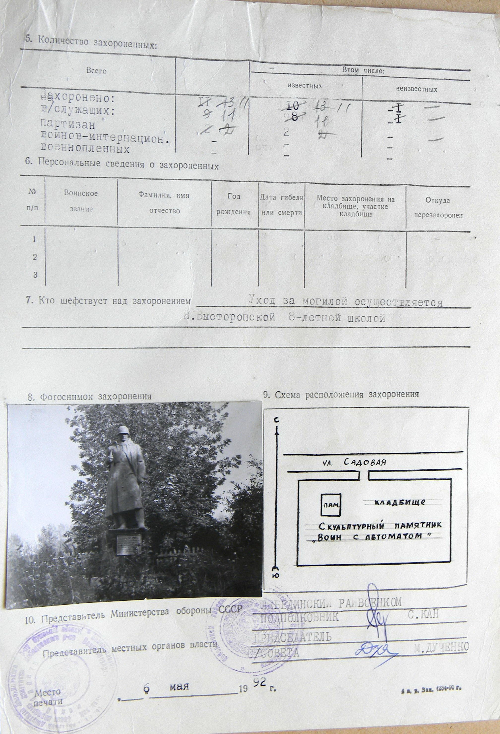 Братская могила на кладбище в с. Великий Выстороп 