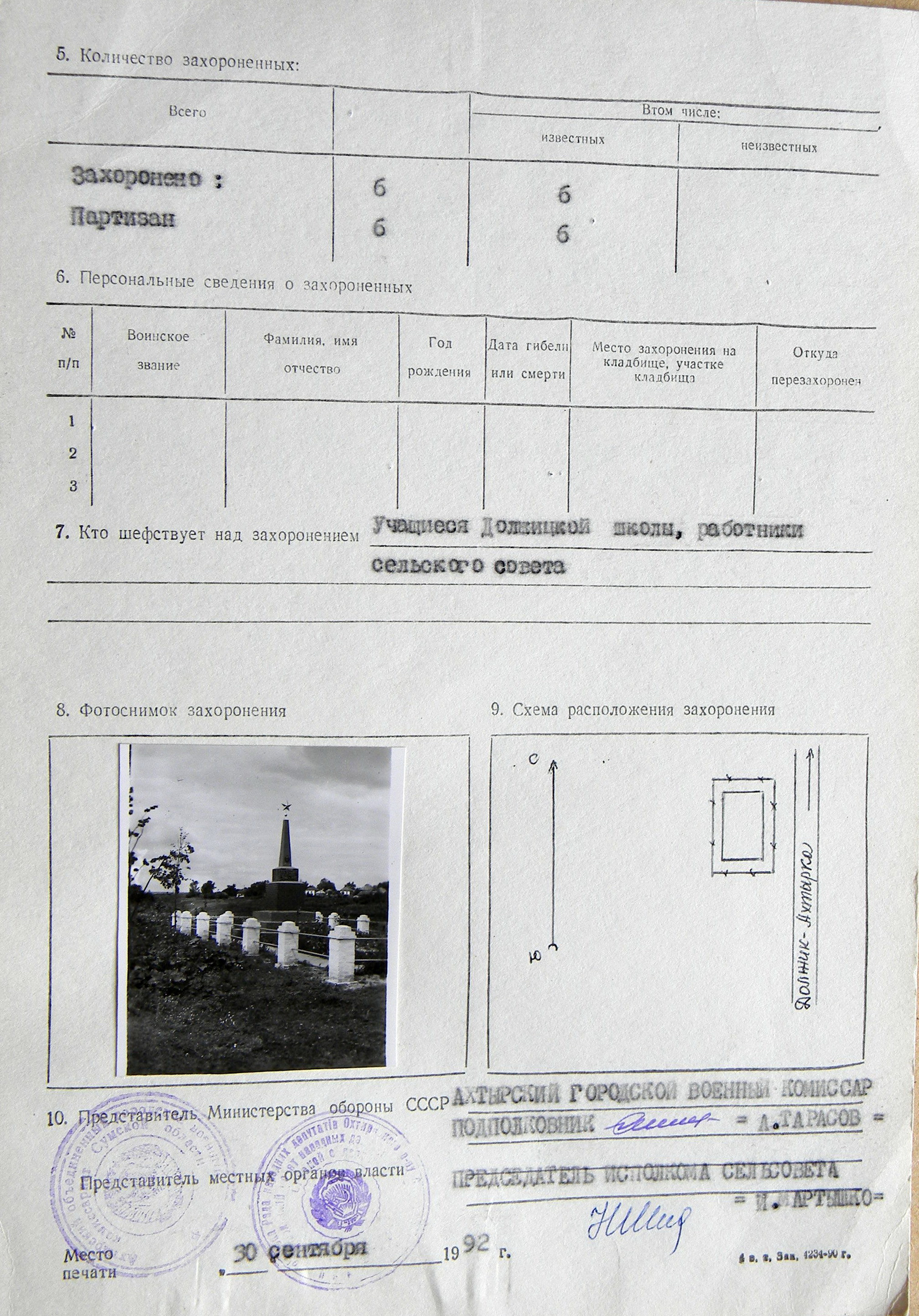 Братская могила в с. Должик  