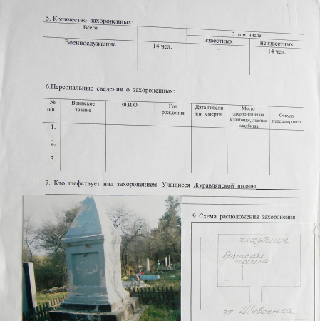 Братская могила на кладбище в с. Журавное