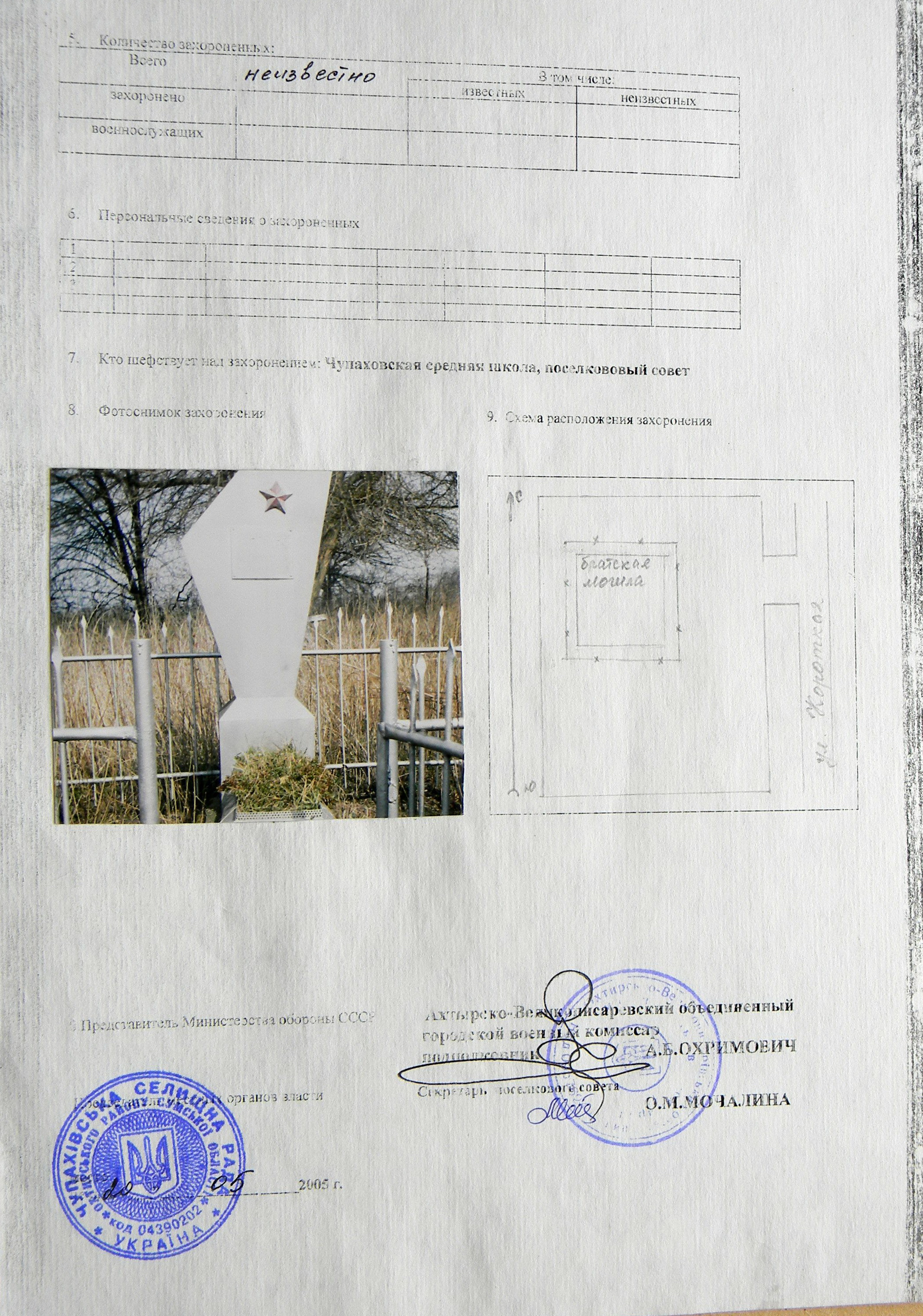 Братская могила на кладбище в с. Оленинское 