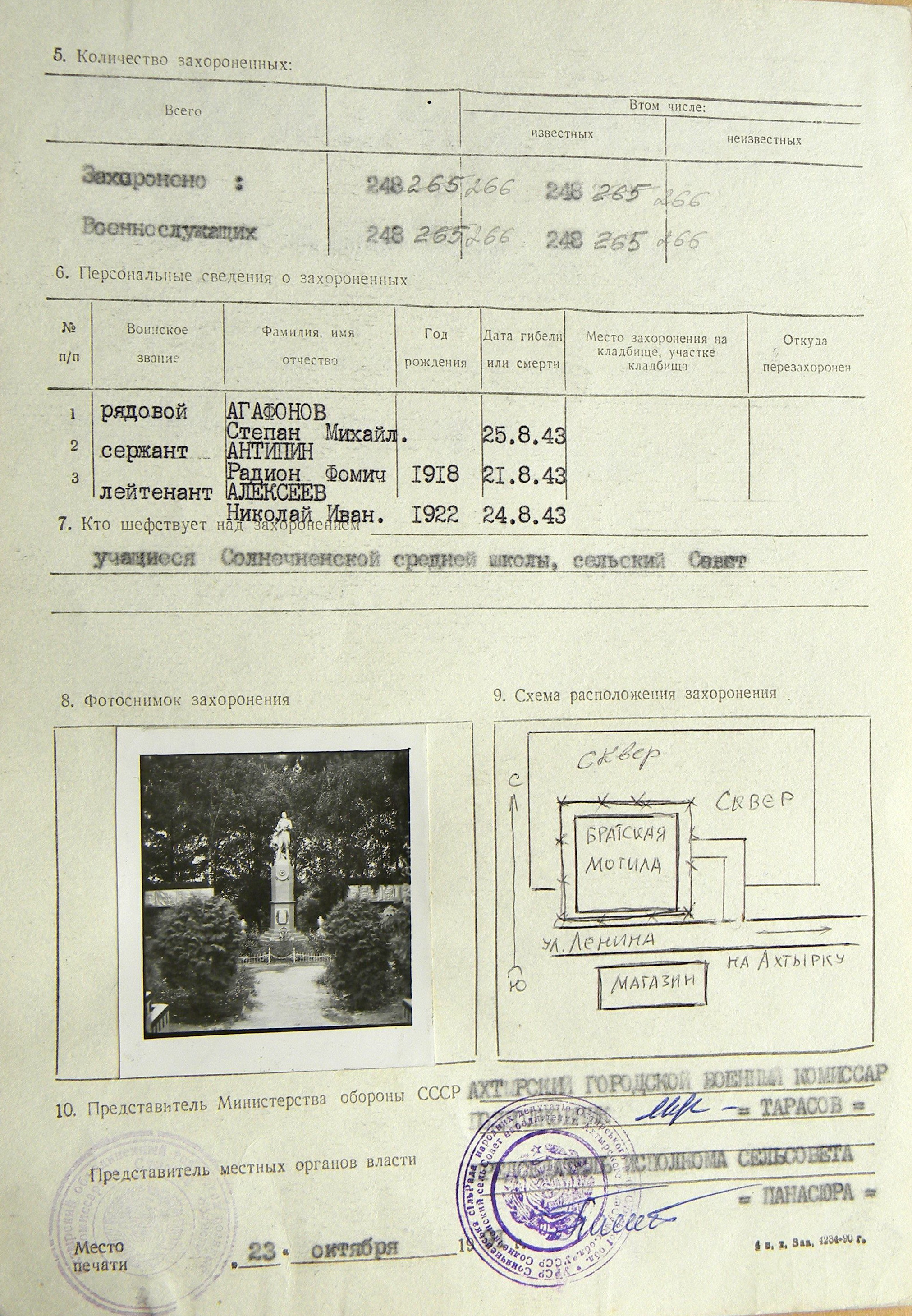 Братская могила в с. Солнечное