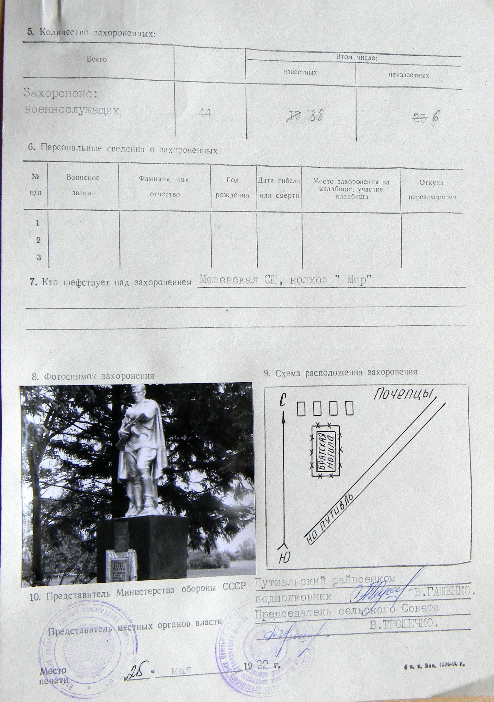 Братская могила в с. Почепцы