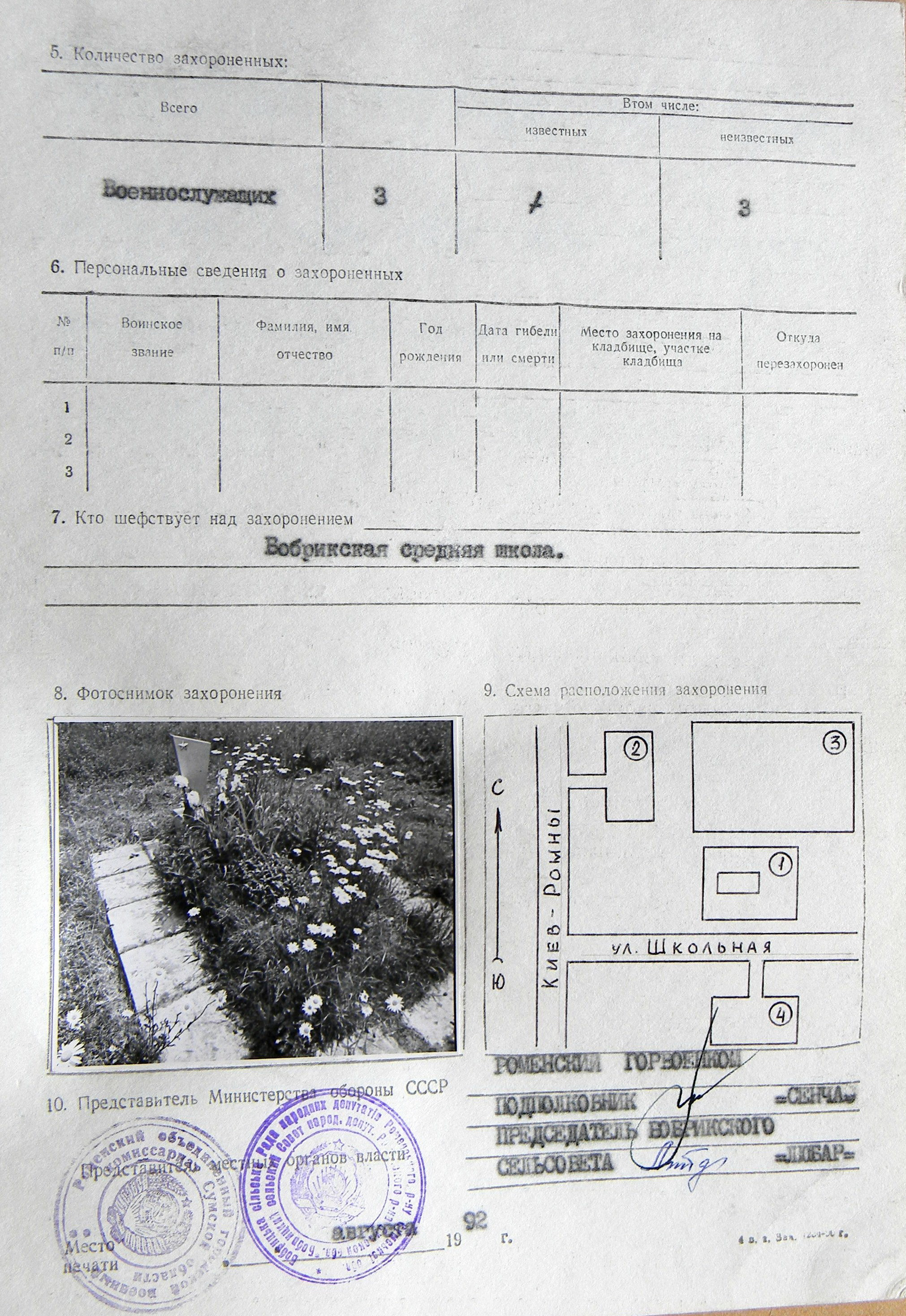 Братская могила в центре с. Бобрик 