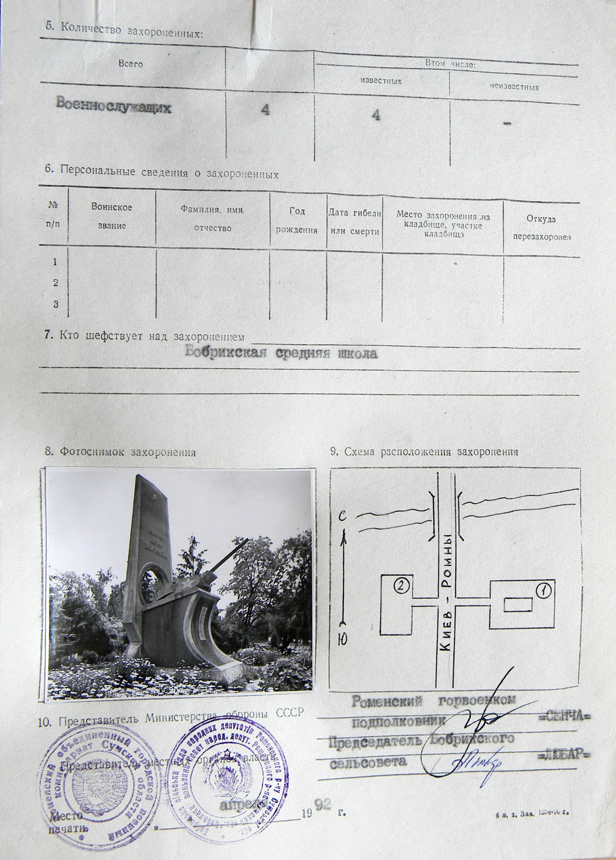 Братская могила в центре с. Бобрик 