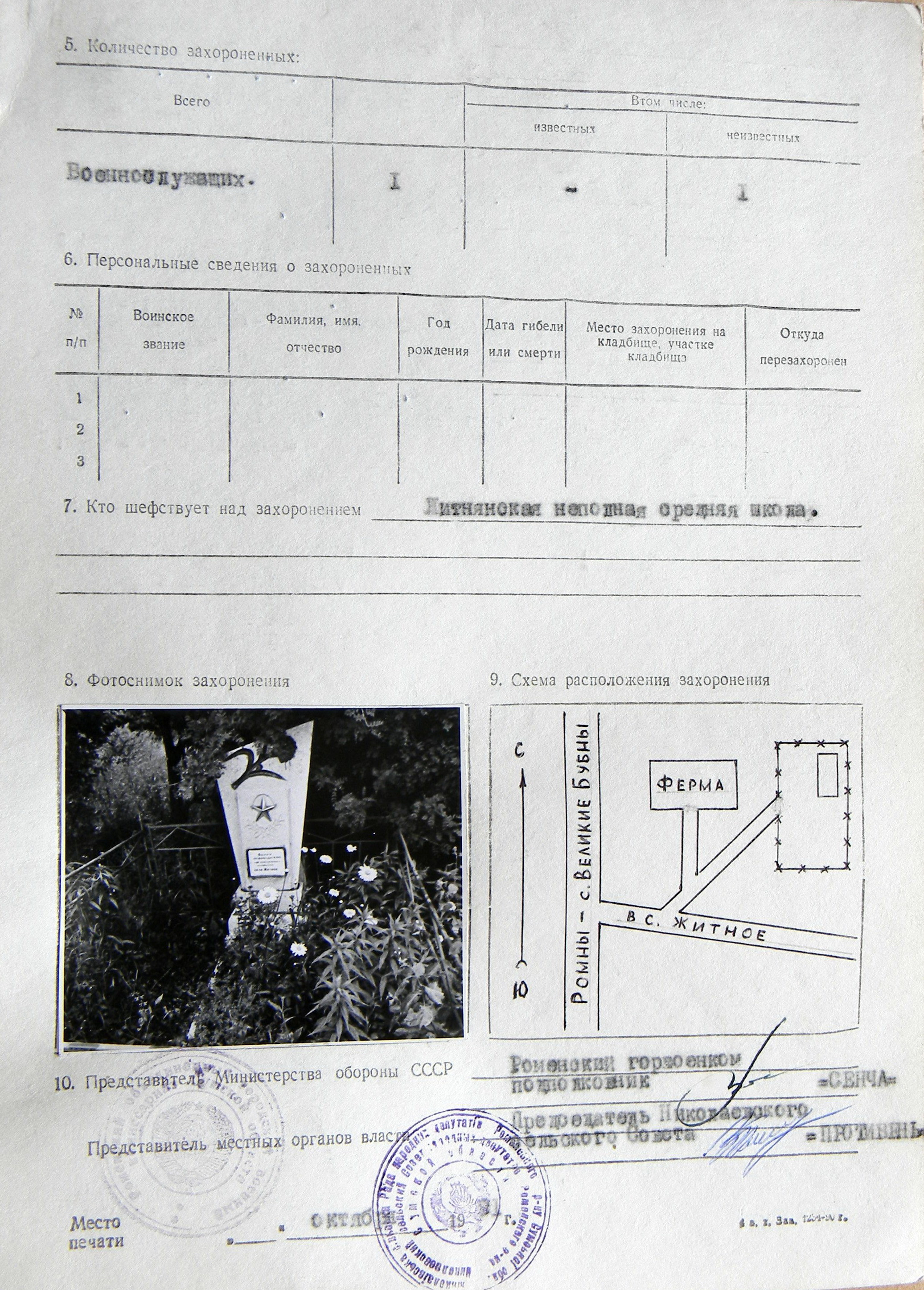  Одиночная могила на кладбище в с. Житное