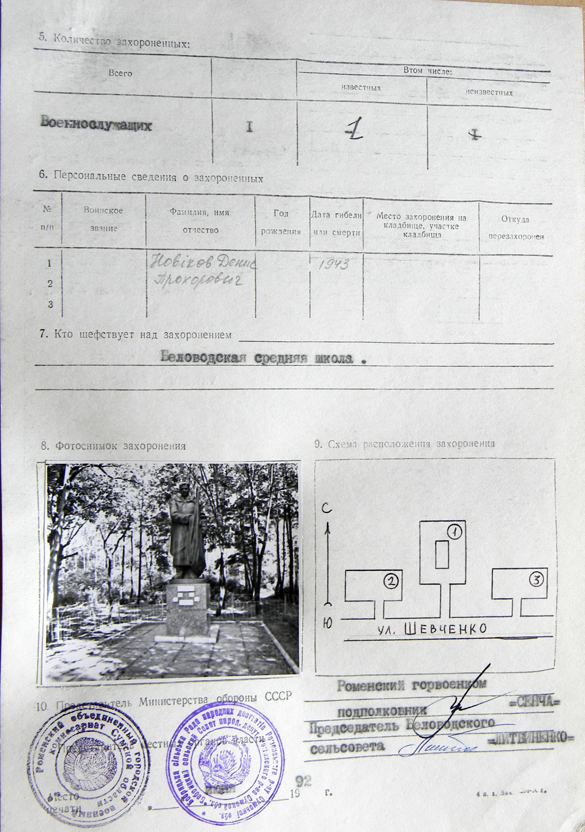  Одиночная могила в с. Марковское