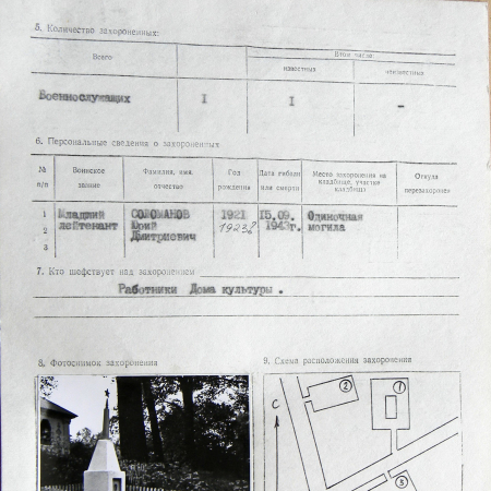 Могила мл. лейтенанта в центре с. Новая Гребля