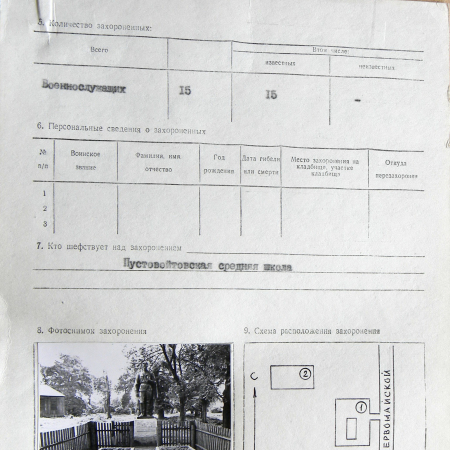 Братская могила в центре с. Пустовойтовка 