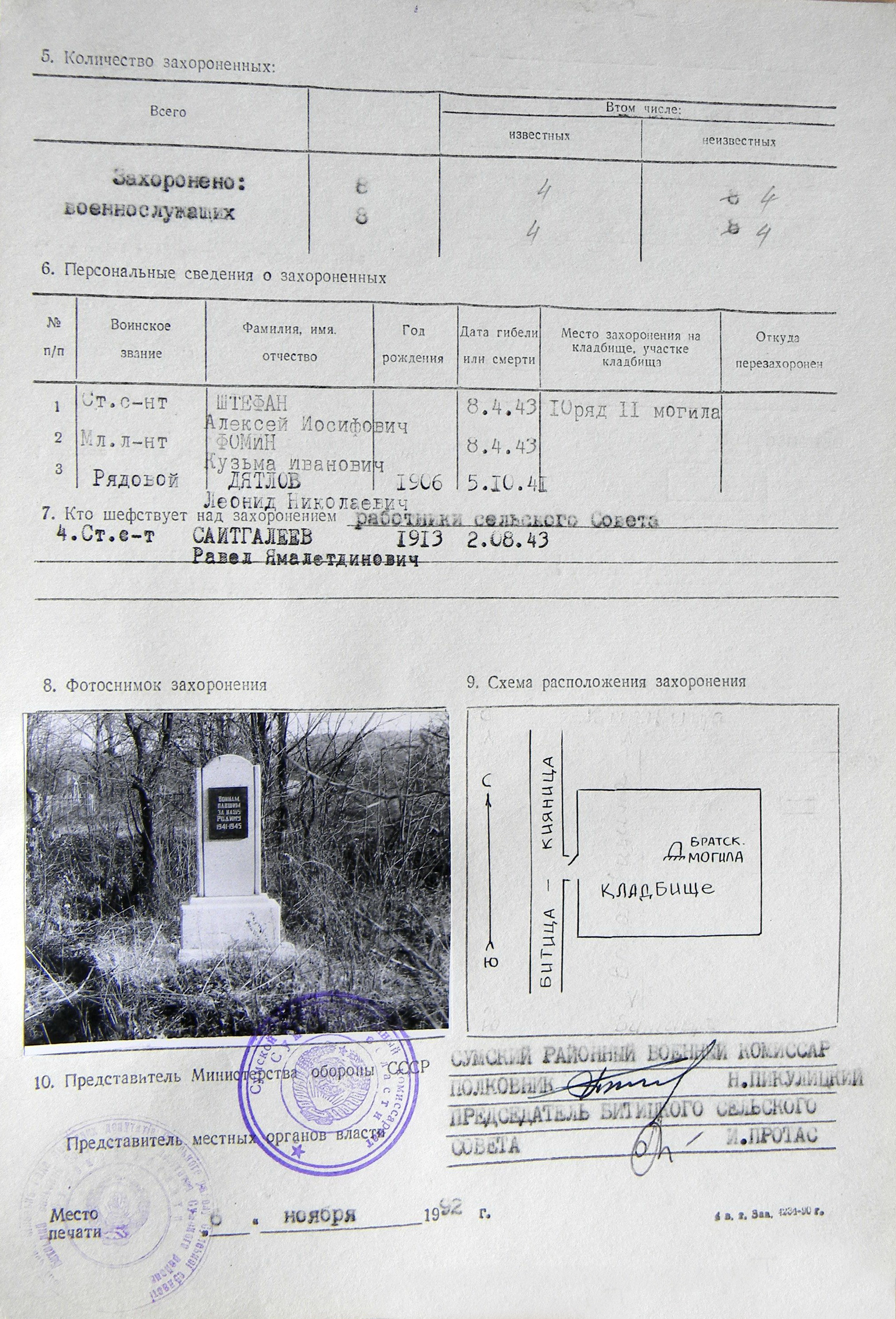 Братская могила на кладбище в с. Баколовщина 