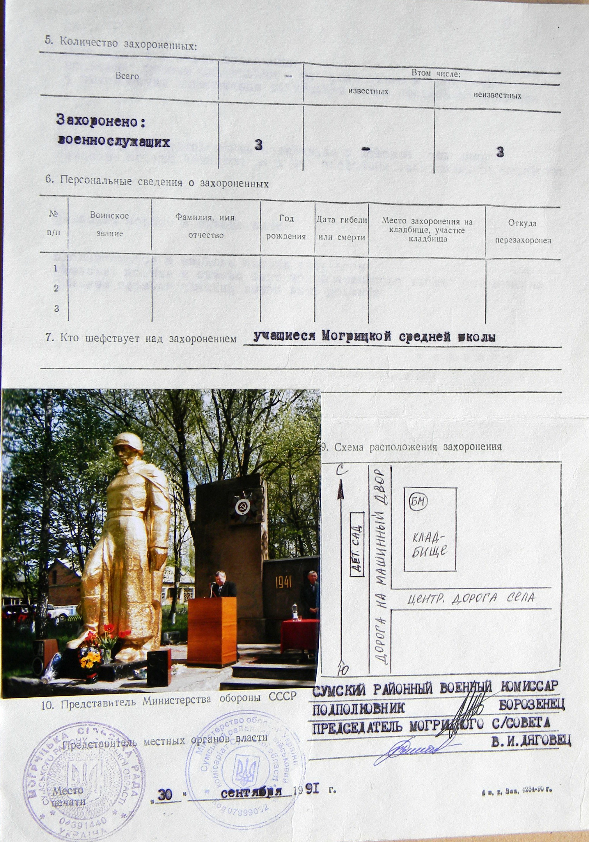 Братская могила в сквере с. Могрица 