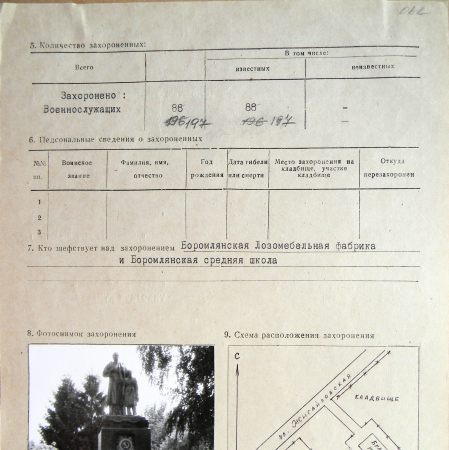 Братская могила на центральном кладбище в с. Боромля 