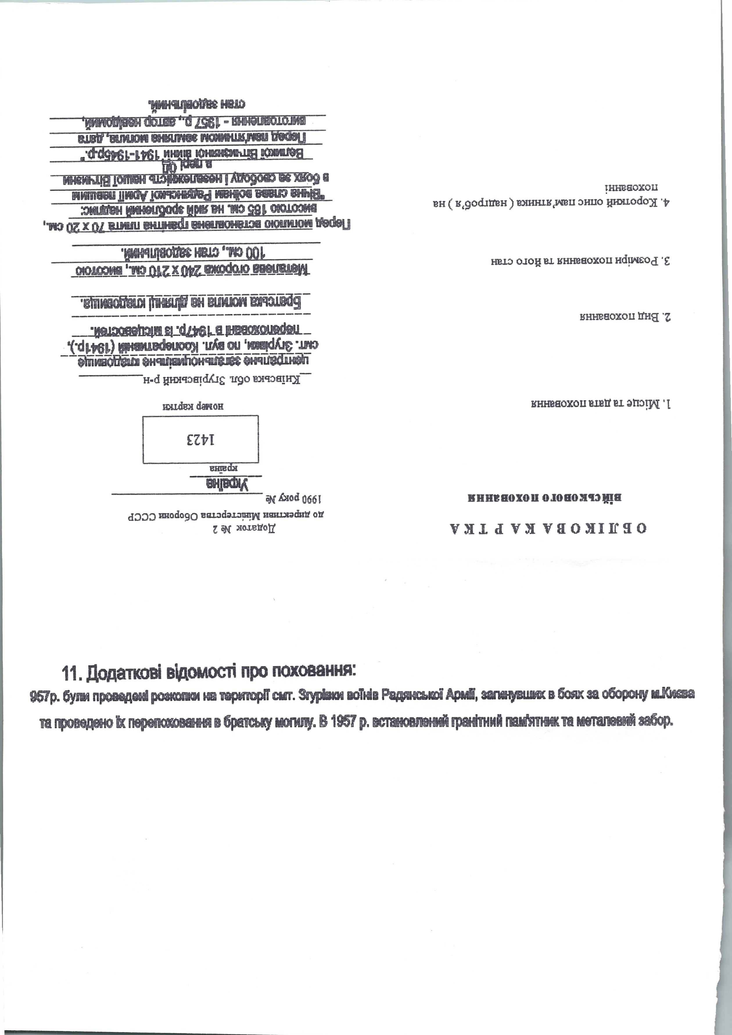 Братская могила на кладбище пгт Згуровка 