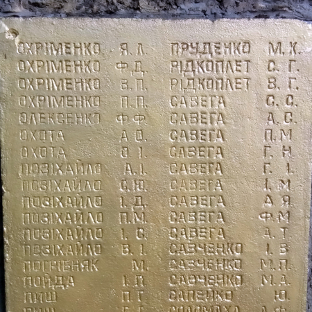 Мемориал  недалеко от почты в с. Тубольцы Черкасского района 