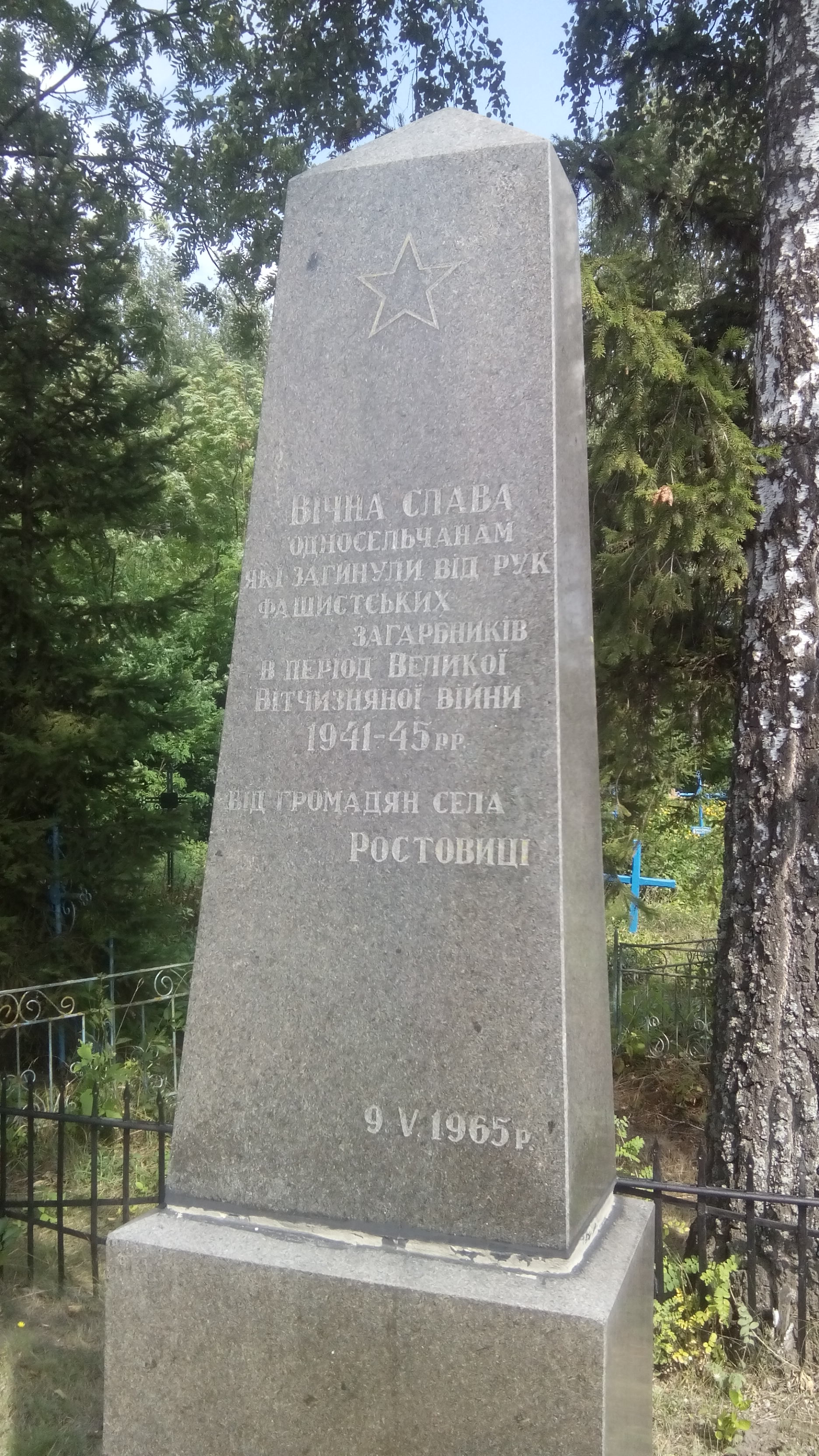 Одиночная могила на кладбище с. Раставица Ружинского района